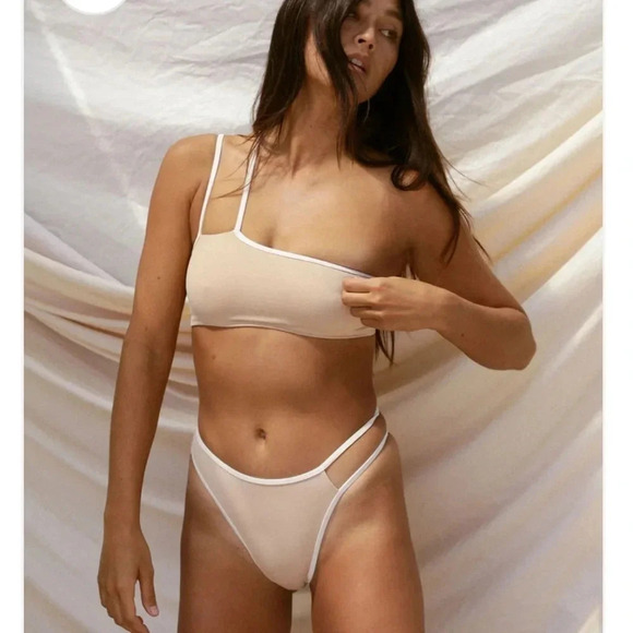 Stone Fox Swim Free People Bikini Bottom Echo Bottom in Frappe XL Beige Beach - Picture 8 of 12